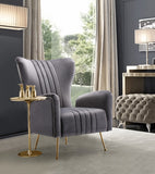 Opera Velvet / Engineered Wood / Stainless Steel / Foam Contemporary Grey Velvet Accent Chair - 29" W x 34.5" D x 39" H