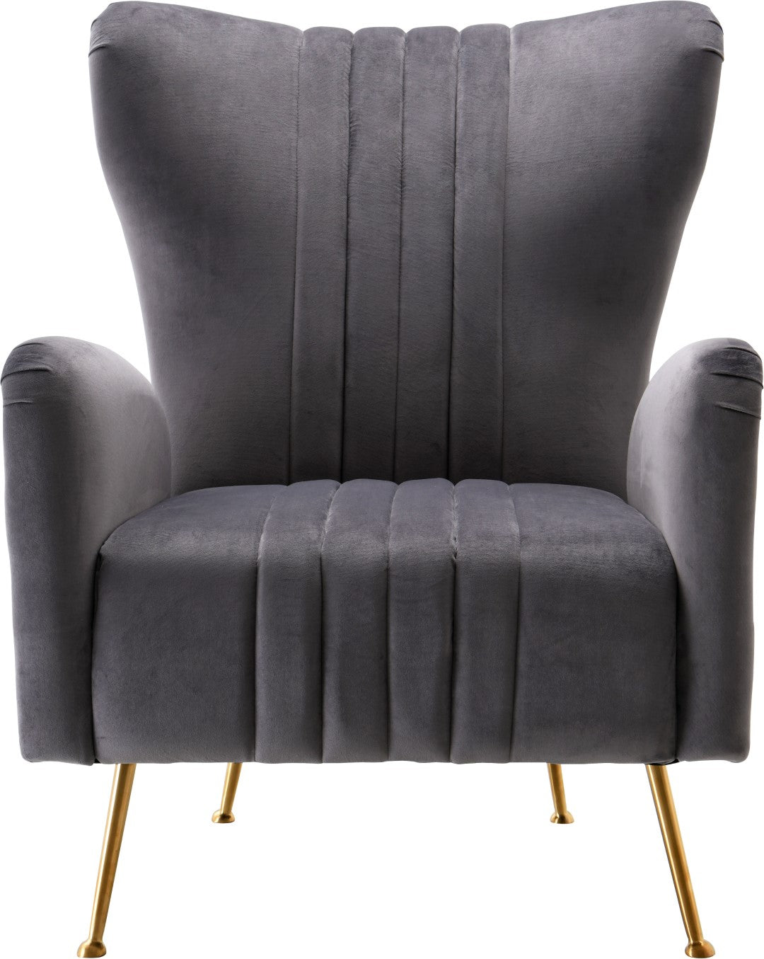 Opera Gray Velvet Accent Chair - Thumbnail 3