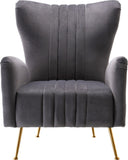 Opera Velvet / Engineered Wood / Stainless Steel / Foam Contemporary Grey Velvet Accent Chair - 29" W x 34.5" D x 39" H