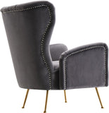 Opera Velvet / Engineered Wood / Stainless Steel / Foam Contemporary Grey Velvet Accent Chair - 29" W x 34.5" D x 39" H