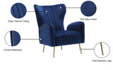 Opera Velvet / Engineered Wood / Stainless Steel / Foam Contemporary Navy Velvet Accent Chair - 29" W x 34.5" D x 39" H