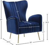 Opera Velvet / Engineered Wood / Stainless Steel / Foam Contemporary Navy Velvet Accent Chair - 29" W x 34.5" D x 39" H