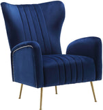 Opera Velvet / Engineered Wood / Stainless Steel / Foam Contemporary Navy Velvet Accent Chair - 29" W x 34.5" D x 39" H