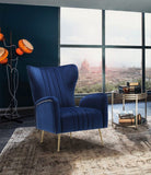 Opera Velvet / Engineered Wood / Stainless Steel / Foam Contemporary Navy Velvet Accent Chair - 29" W x 34.5" D x 39" H