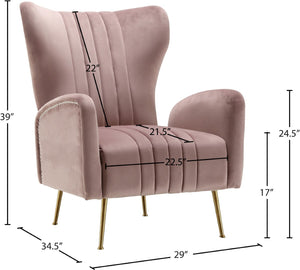 Opera Velvet / Engineered Wood / Stainless Steel / Foam Contemporary Pink Velvet Accent Chair - 29" W x 34.5" D x 39" H