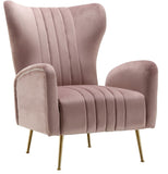 Opera Velvet / Engineered Wood / Stainless Steel / Foam Contemporary Pink Velvet Accent Chair - 29" W x 34.5" D x 39" H