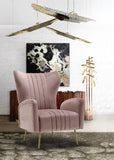 Opera Velvet / Engineered Wood / Stainless Steel / Foam Contemporary Pink Velvet Accent Chair - 29" W x 34.5" D x 39" H