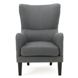 Noble House Lorenzo Charcoal Fabric Hi-Back Studded Chair