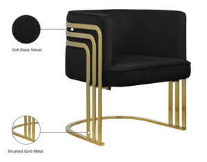 Rays Velvet / Engineered Wood / Iron / Foam Contemporary Black Velvet Accent Chair - 27" W x 28.5" D x 30" H