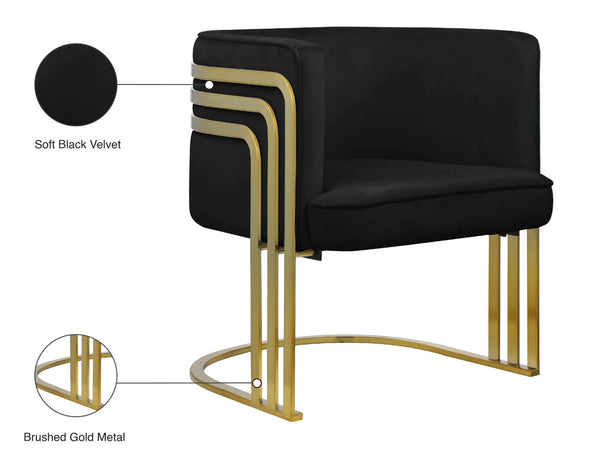 Rays Velvet / Engineered Wood / Iron / Foam Contemporary Black Velvet Accent Chair - 27" W x 28.5" D x 30" H