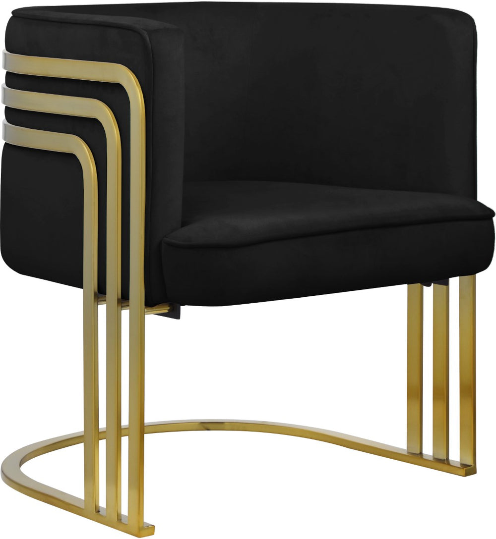 Rays Velvet / Engineered Wood / Iron / Foam Contemporary Black Velvet Accent Chair - 27" W x 28.5" D x 30" H