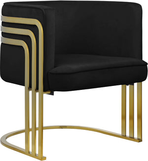 Rays Velvet / Engineered Wood / Iron / Foam Contemporary Black Velvet Accent Chair - 27" W x 28.5" D x 30" H