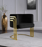 Rays Velvet / Engineered Wood / Iron / Foam Contemporary Black Velvet Accent Chair - 27" W x 28.5" D x 30" H