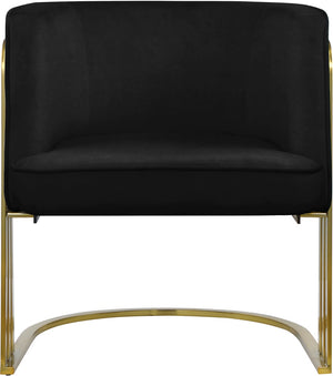 Rays Velvet / Engineered Wood / Iron / Foam Contemporary Black Velvet Accent Chair - 27" W x 28.5" D x 30" H