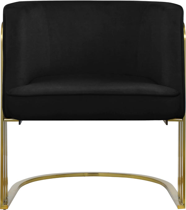 Rays Velvet / Engineered Wood / Iron / Foam Contemporary Black Velvet Accent Chair - 27" W x 28.5" D x 30" H