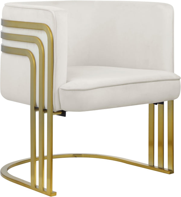 Rays Velvet / Engineered Wood / Iron / Foam Contemporary Cream Velvet Accent Chair - 27" W x 28.5" D x 30" H