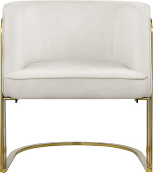 Rays Velvet / Engineered Wood / Iron / Foam Contemporary Cream Velvet Accent Chair - 27" W x 28.5" D x 30" H