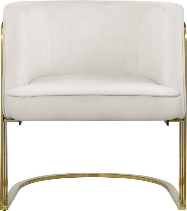 Rays Velvet / Engineered Wood / Iron / Foam Contemporary Cream Velvet Accent Chair - 27" W x 28.5" D x 30" H