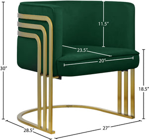 Rays Velvet / Engineered Wood / Iron / Foam Contemporary Green Velvet Accent Chair - 27" W x 28.5" D x 30" H