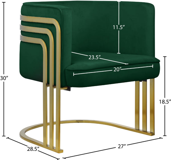 Rays Velvet / Engineered Wood / Iron / Foam Contemporary Green Velvet Accent Chair - 27" W x 28.5" D x 30" H
