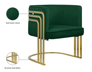 Rays Velvet / Engineered Wood / Iron / Foam Contemporary Green Velvet Accent Chair - 27" W x 28.5" D x 30" H