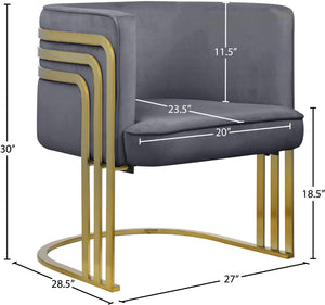 Rays Velvet / Engineered Wood / Iron / Foam Contemporary Grey Velvet Accent Chair - 27" W x 28.5" D x 30" H