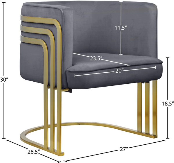 Rays Velvet / Engineered Wood / Iron / Foam Contemporary Grey Velvet Accent Chair - 27" W x 28.5" D x 30" H