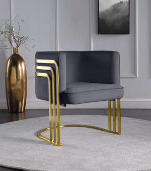 Rays Velvet / Engineered Wood / Iron / Foam Contemporary Grey Velvet Accent Chair - 27" W x 28.5" D x 30" H