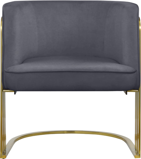Rays Velvet / Engineered Wood / Iron / Foam Contemporary Grey Velvet Accent Chair - 27" W x 28.5" D x 30" H