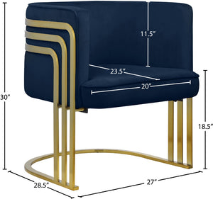 Rays Velvet / Engineered Wood / Iron / Foam Contemporary Navy Velvet Accent Chair - 27" W x 28.5" D x 30" H