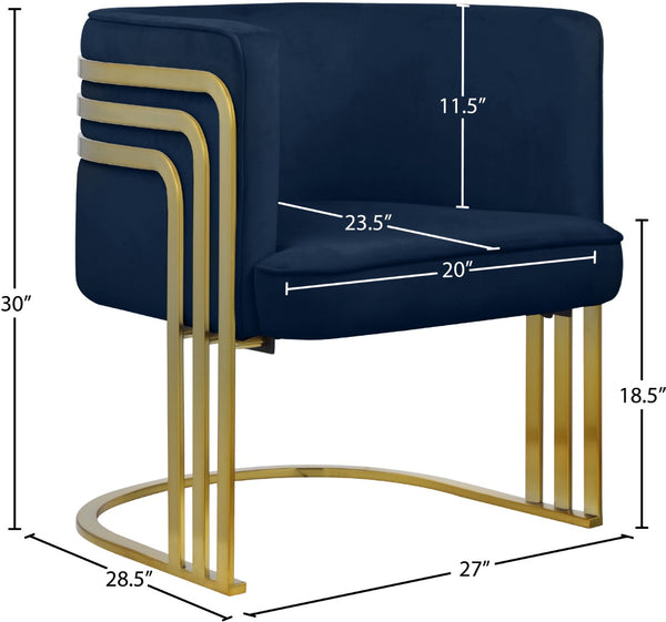 Rays Velvet / Engineered Wood / Iron / Foam Contemporary Navy Velvet Accent Chair - 27" W x 28.5" D x 30" H