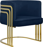 Rays Velvet / Engineered Wood / Iron / Foam Contemporary Navy Velvet Accent Chair - 27" W x 28.5" D x 30" H