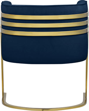 Rays Velvet / Engineered Wood / Iron / Foam Contemporary Navy Velvet Accent Chair - 27" W x 28.5" D x 30" H