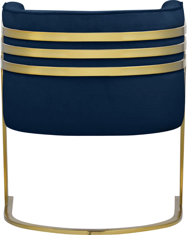 Rays Velvet / Engineered Wood / Iron / Foam Contemporary Navy Velvet Accent Chair - 27" W x 28.5" D x 30" H