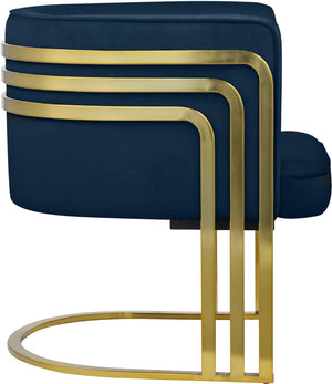 Rays Velvet / Engineered Wood / Iron / Foam Contemporary Navy Velvet Accent Chair - 27" W x 28.5" D x 30" H