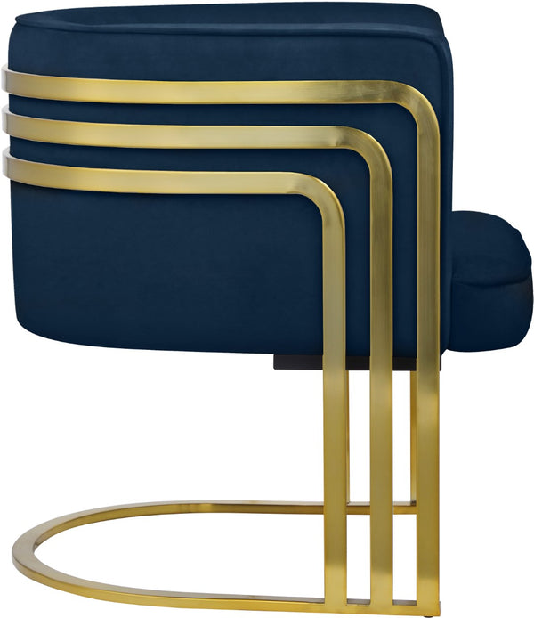 Rays Velvet / Engineered Wood / Iron / Foam Contemporary Navy Velvet Accent Chair - 27" W x 28.5" D x 30" H