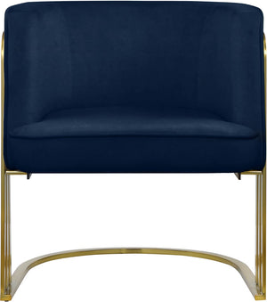 Rays Velvet / Engineered Wood / Iron / Foam Contemporary Navy Velvet Accent Chair - 27" W x 28.5" D x 30" H