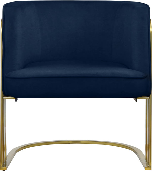 Rays Velvet / Engineered Wood / Iron / Foam Contemporary Navy Velvet Accent Chair - 27" W x 28.5" D x 30" H
