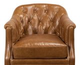 Leather Swivel Arm Chair, Cuba Brown