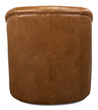 Leather Swivel Arm Chair, Cuba Brown