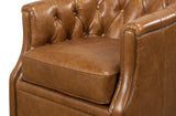 Leather Swivel Arm Chair, Cuba Brown