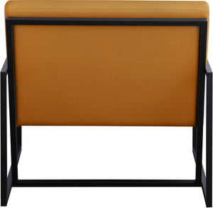 Industry Faux Leather / Iron / Engineered Wood / Foam Contemporary Cognac Faux Leather Accent Chair - 28" W x 32" D x 27.5" H