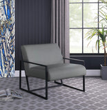 Industry Faux Leather / Iron / Engineered Wood / Foam Contemporary Grey Faux Leather Accent Chair - 28" W x 32" D x 27.5" H