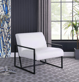 Industry Faux Leather / Iron / Engineered Wood / Foam Contemporary White Faux Leather Accent Chair - 28" W x 32" D x 27.5" H