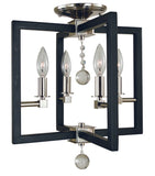 4-Light Polished Nickel/Matte Black Minimalist Elegant Dual Mount Chandelier