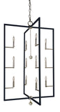 12-Light Polished Nickel/Matte Black Minimalist Elegant Foyer Chandelier