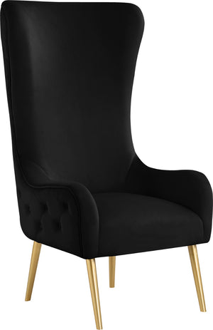 Alexander Velvet / Plywood / MDF / Metal Contemporary Black Velvet Accent Chair - 27" W x 33" D x 51" H