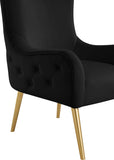 Alexander Velvet / Plywood / MDF / Metal Contemporary Black Velvet Accent Chair - 27" W x 33" D x 51" H