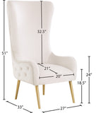 Alexander Velvet / Plywood / MDF / Metal Contemporary Cream Velvet Accent Chair - 27" W x 33" D x 51" H