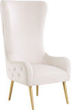 Alexander Velvet / Plywood / MDF / Metal Contemporary Cream Velvet Accent Chair - 27" W x 33" D x 51" H